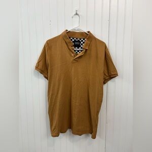 Brooklyn laundry quarter button down Men's brown Polo short sleeve cotton Shirt